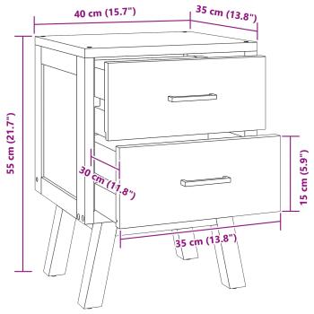 Nachttisch mit Schubladen Braun 40 x 35 x 55 cm Massivholz Teak