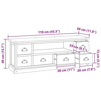 TV-Ständer Braun 110 x 30 x 40 cm Massivholz Teak