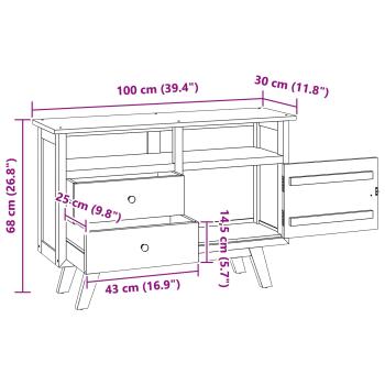 Sideboard mit Schubladen Braun 100 x 30 x 68 cm Massivholz Teak