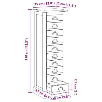 Kommode mit Schubladen Braun 35,5 x 30 x 100 cm Massivholz Teak