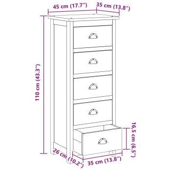 Kommode mit Schubladen Braun 45 x 35 x 110 cm Massivholz Teak