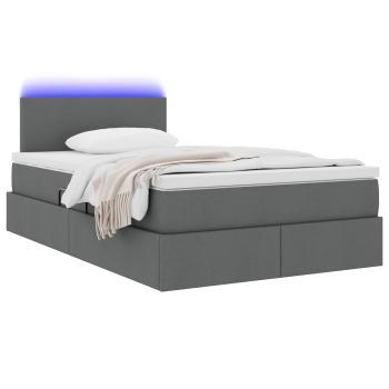 Bett mit Stauraum und LED Dunkelgrau 120 x 190 cm Polyester