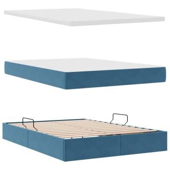 Aufbewahrungsbett mit Matratze Dunkelblau 140 x 200 cm Samt