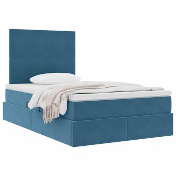 Bett mit Stauraum und LED Dunkelblau 120 x 200 cm Samt