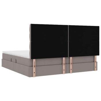 Bett mit Stauraum und LED Taupe 200 x 200 cm Polyester