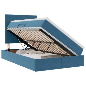 Bett mit Stauraum und LED Dunkelblau 120 x 200 cm Samt