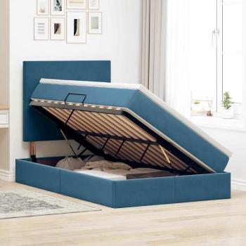 Bett mit Stauraum und LED Dunkelblau 120 x 200 cm Samt