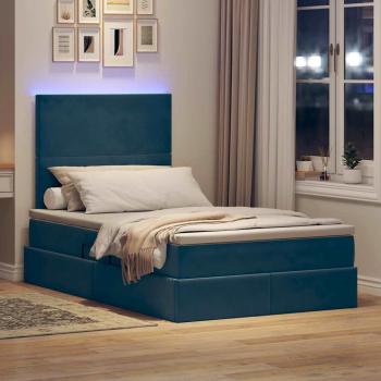 Bett mit Stauraum und LED Dunkelblau 120 x 200 cm Samt