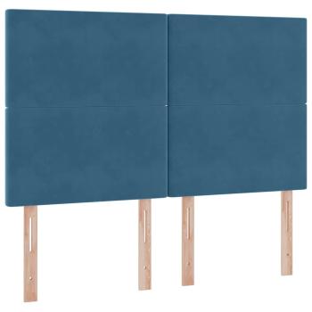 Bett mit Stauraum und LED Dunkelblau 140 x 200 cm Samt