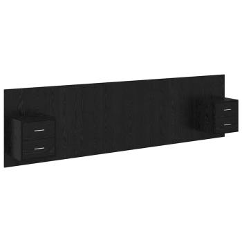 Kopfteil mit Schrank 3 pcs Schwarz Eichen-Optik Holzwerkstoff