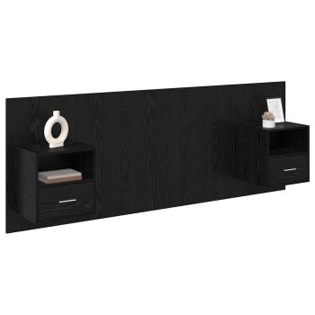 Kopfteil mit Schrank 3 pcs Schwarz Eichen-Optik Holzwerkstoff