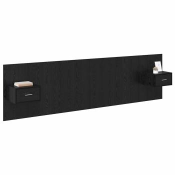Kopfteil mit Schrank 3 pcs Schwarz Eichen-Optik Holzwerkstoff