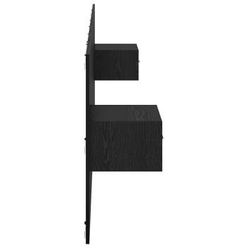 Kopfteil mit Schrank 3 pcs Schwarz Eichen-Optik Holzwerkstoff