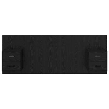 Kopfteil mit Schrank 3 pcs Schwarz Eichen-Optik Holzwerkstoff