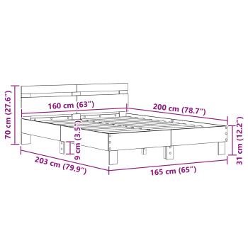Bettrahmen Artisan-Eiche 160 x 200 cm Holzwerkstoff