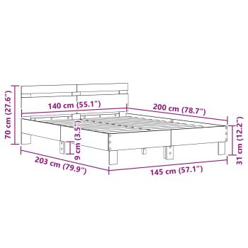 Bettrahmen Schwarz Eichen-Optik 140 x 200 cm Holzwerkstoff