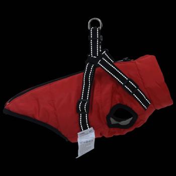 ARDEBO.de - Hundemantel mit Geschirr Rot L Fleece und Polyester