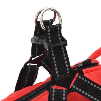 Hundemantel mit Geschirr Rot L Fleece und Polyester