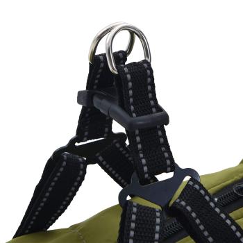 Hundemantel mit Geschirr Olivegrün L Fleece und Polyester