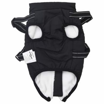Hundemantel mit Geschirr Schwarz L Fleece und Polyester