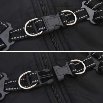 Hundemantel mit Geschirr Schwarz L Fleece und Polyester