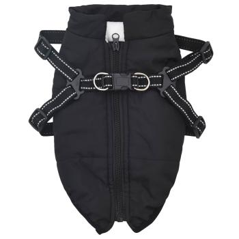 ARDEBO.de - Hundemantel mit Geschirr Schwarz XL Fleece und Polyester