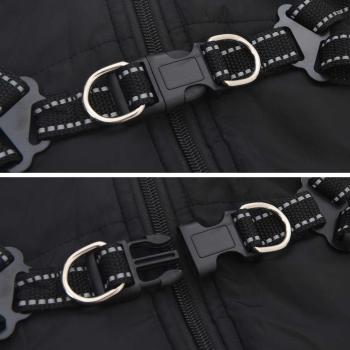 Hundemantel mit Geschirr Schwarz 2XL Fleece und Polyester