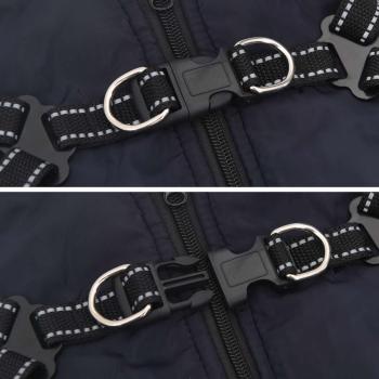 Hundemantel mit Geschirr Marineblau S Fleece und Polyester