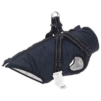 ARDEBO.de - Hundemantel mit Geschirr Marineblau L Fleece und Polyester