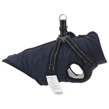 Hundemantel mit Geschirr Marineblau L Fleece und Polyester