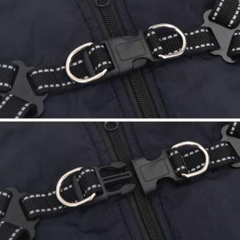 Hundemantel mit Geschirr Marineblau L Fleece und Polyester