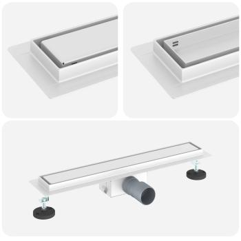 Duschabfluss mit Glasabdeckung Silber 50 cm Edelstahl 304