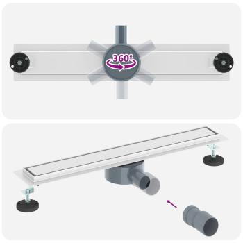 Duschablauf 2-in-1 mit 360° Siphon Silber 60 cm Edelstahl 304