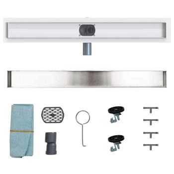 Duschablauf 2-in-1 mit 360° Siphon Silber 70 cm Edelstahl 304