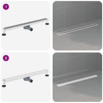 Duschablauf 2-in-1 mit 360° Siphon Silber 80 cm Edelstahl 304