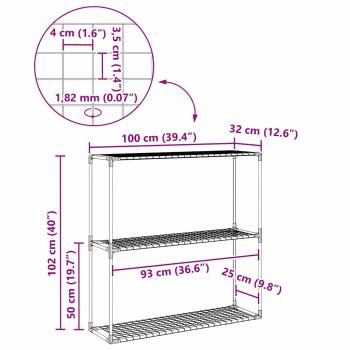 3-stöckiger Pflanzenständer Schwarz 100 x 32 x 102 cm Stahl