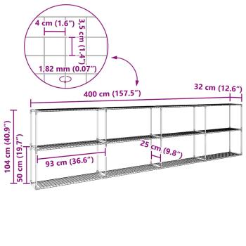 3-stöckiger Pflanzenständer Schwarz 400 x 32 x 104 cm Stahl