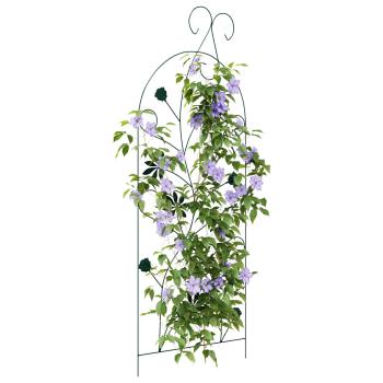 ARDEBO.de - Gartenzaun Spalier 3 pcs Grün 112 x 40 cm Stahl