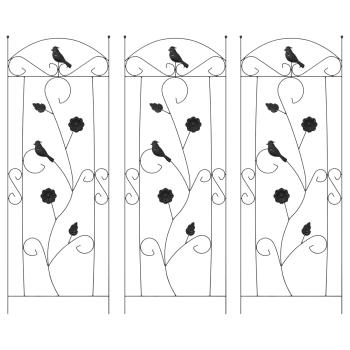 Gartenzaun Spalier 3 pcs Schwarz 112 x 40 cm Stahl