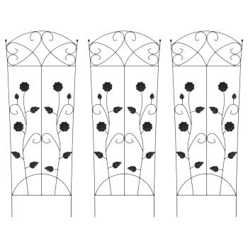 Gartenzaun Spalier 3 pcs Schwarz 112 x 40 cm Stahl