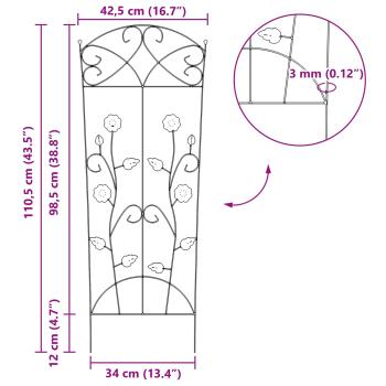 Gartenzaun Spalier 3 pcs Grün 112 x 40 cm Stahl