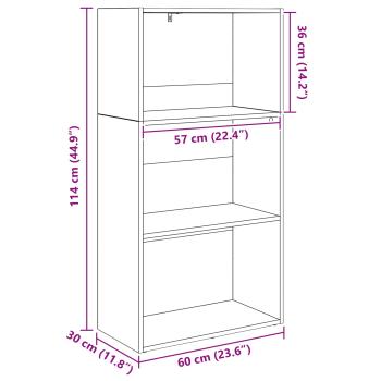 ARDEBO.de - Bücherregal Schwarz Eichen-Optik 60 x 30 x 76.5 cm