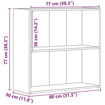 Bücherregal Schwarz Eichen-Optik 60 x 30 x 76.5 cm