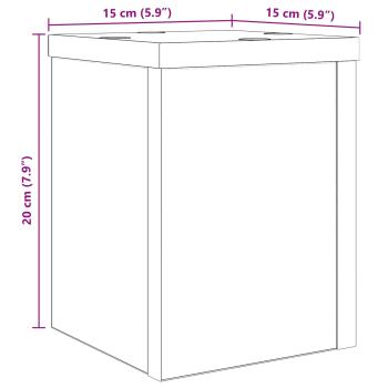 Pflanzenständer 2 pcs Schwarz Eichen-Optik 15 x 15 x 20 cm