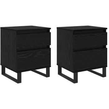 Nachttisch 2 pcs Schwarz Eichen-Optik 40 x 35 x 50 cm