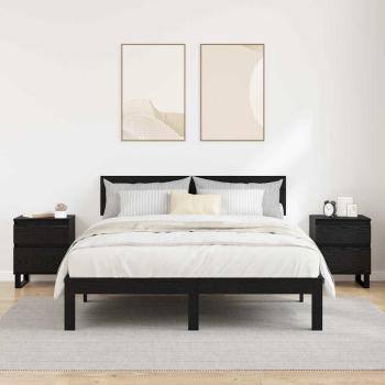 Nachttisch 2 pcs Schwarz Eichen-Optik 40 x 35 x 50 cm