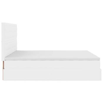 ARDEBO.de - Ottoman-Bett mit Matratzen & LEDs Reinweiß 160x200cm Kunstleder