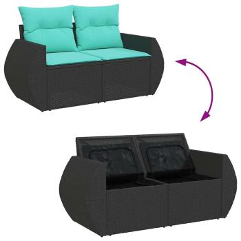ARDEBO.de - 4-tlg. Garten-Sofagarnitur mit Kissen Schwarz Poly Rattan