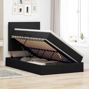 Aufbewahrungsbett mit Matratze Schwarz 120 x 200 cm Stoff
