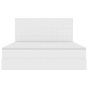 Bett mit Stauraum und LED Reinweiß 180 x 200 cm Kunstleder